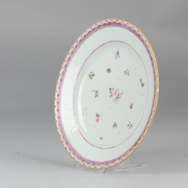 18th c Famille rose Chinese porcelain plate flowers