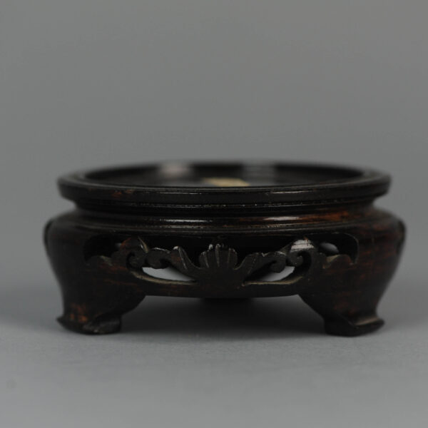 19C Chinese Porcelain Wooden Stand Qing