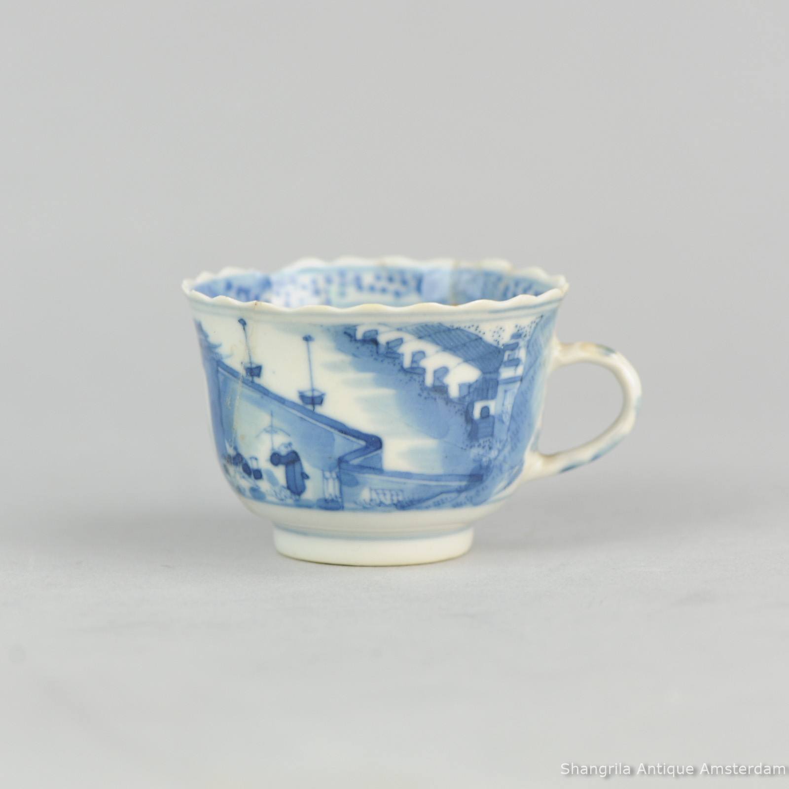 Antique 19th c Chinese Porcelain Blue & White Cup Qing Marked