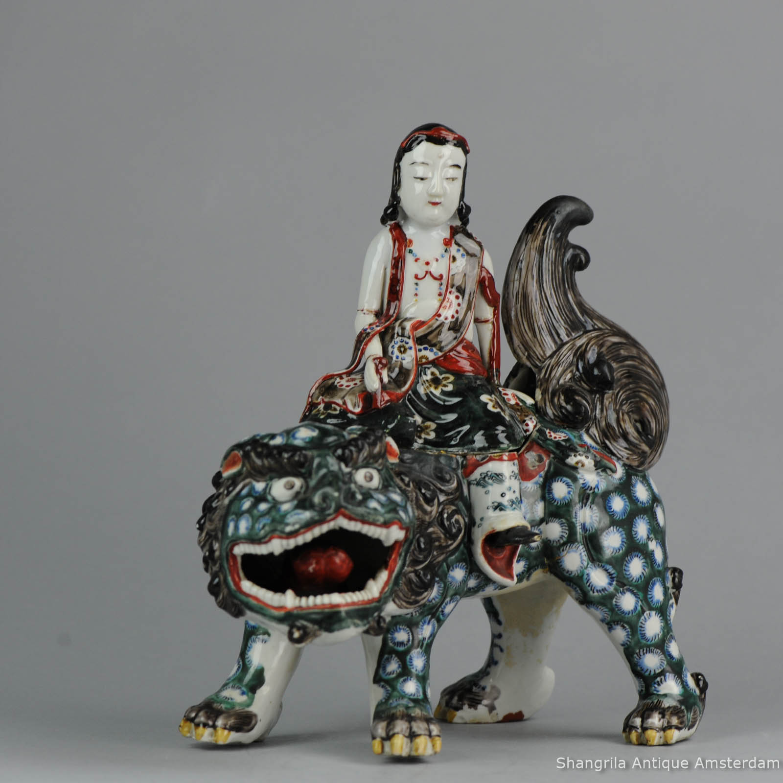 Vintage Japanese Porcelain Buhdist with Fan
