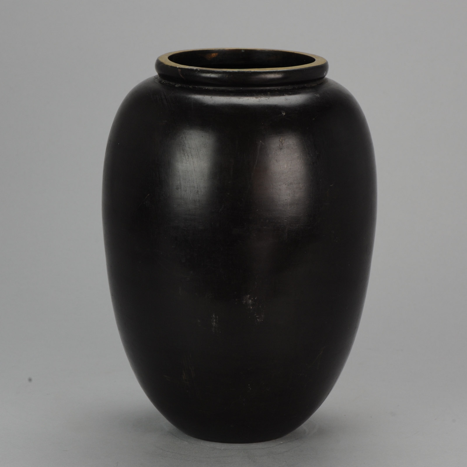 20C Japanese Bronze Vase Monochrome Dark color Heavy 3.7KG