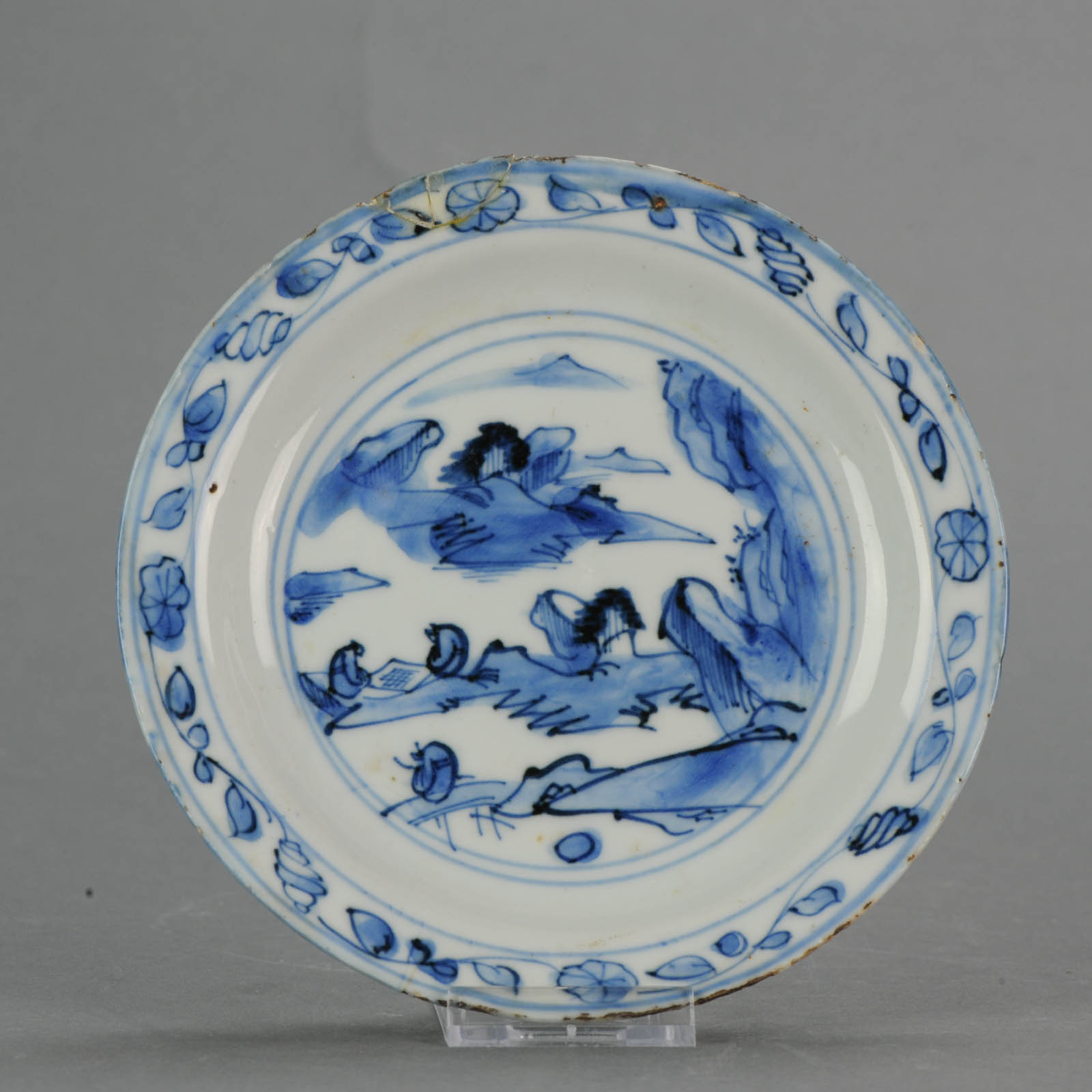 Antique Chinese Porcelain Late Ming or Transitional Ca 1600 China Literati