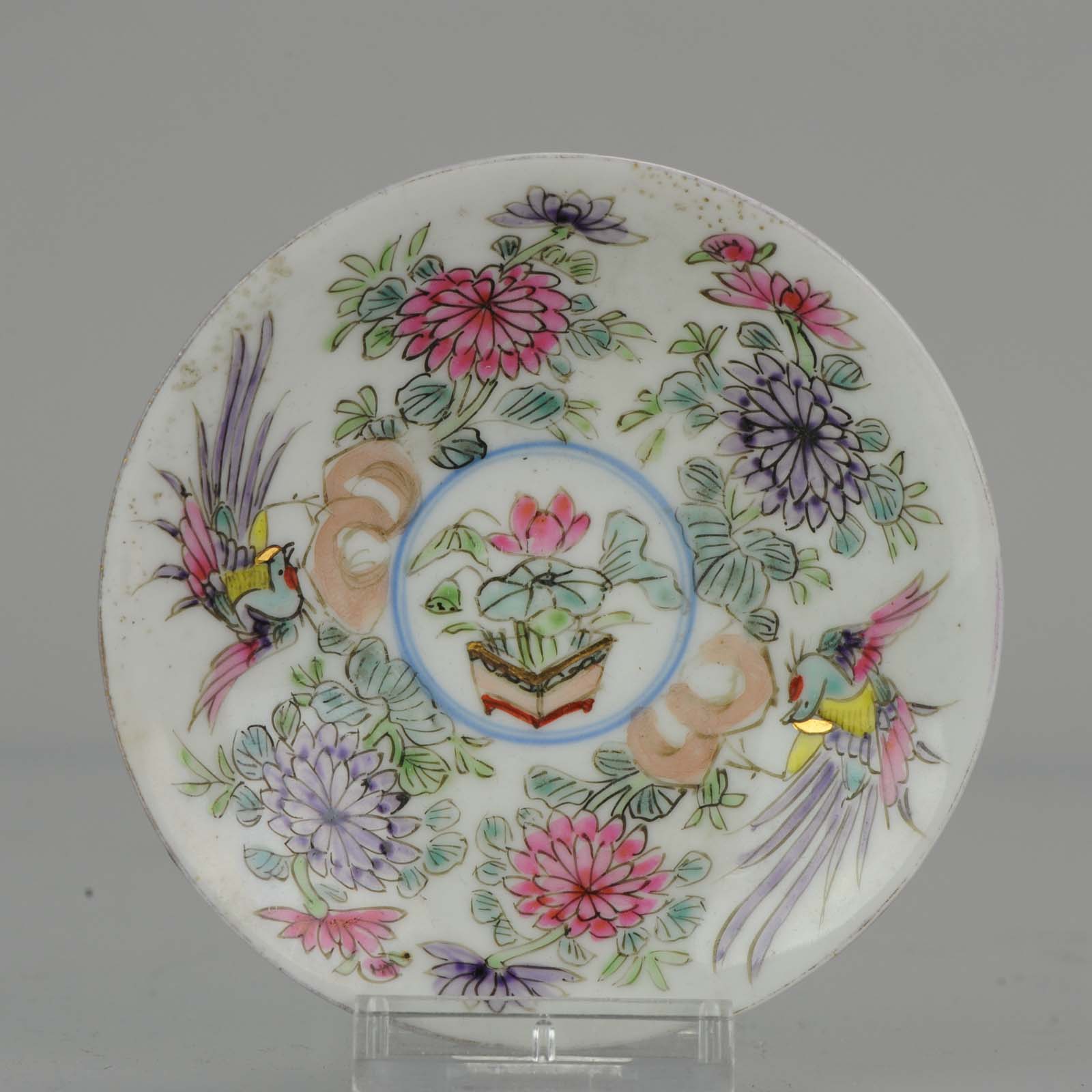 Antique 19/20c Lovely Japanese Porcelain Polychrome Eggshell Style Porcelain