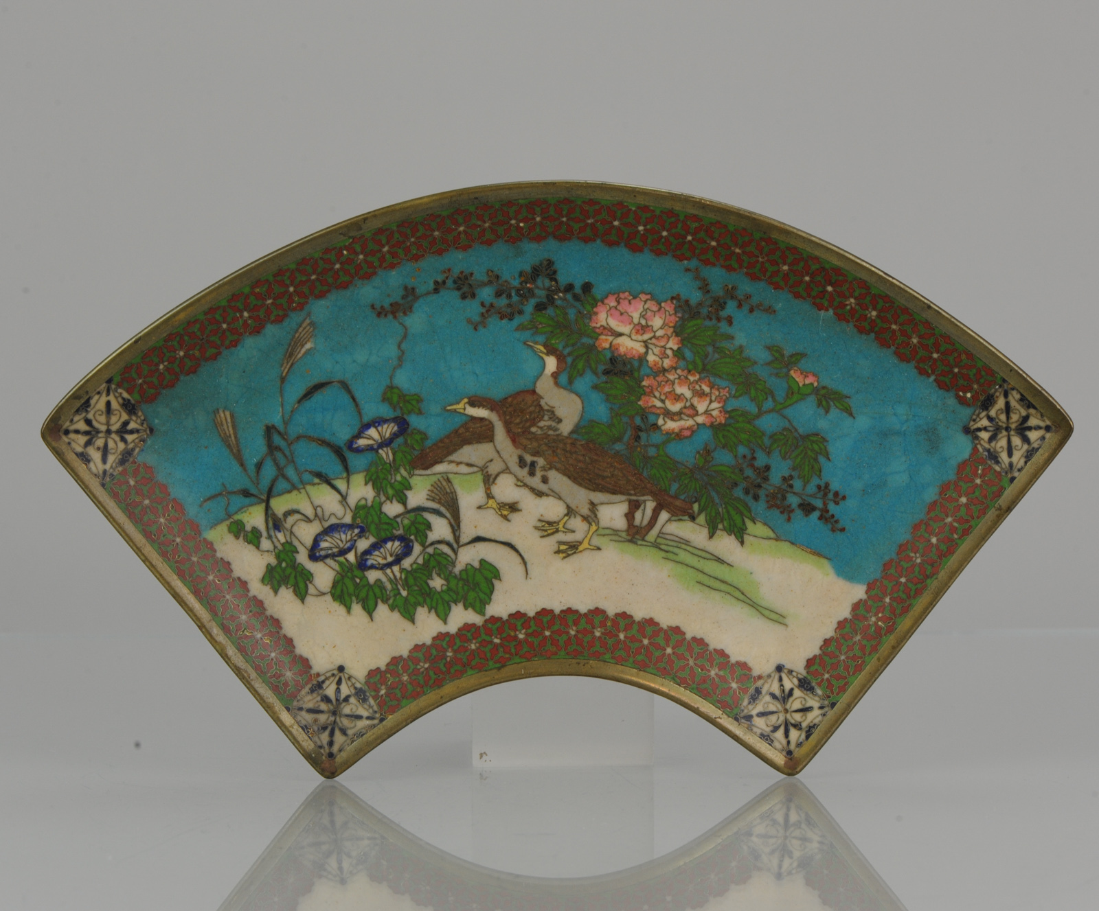 Lovely Antique Meiji/Edo Period Japanese Bronze Cloisonne Serving plate DUCKS