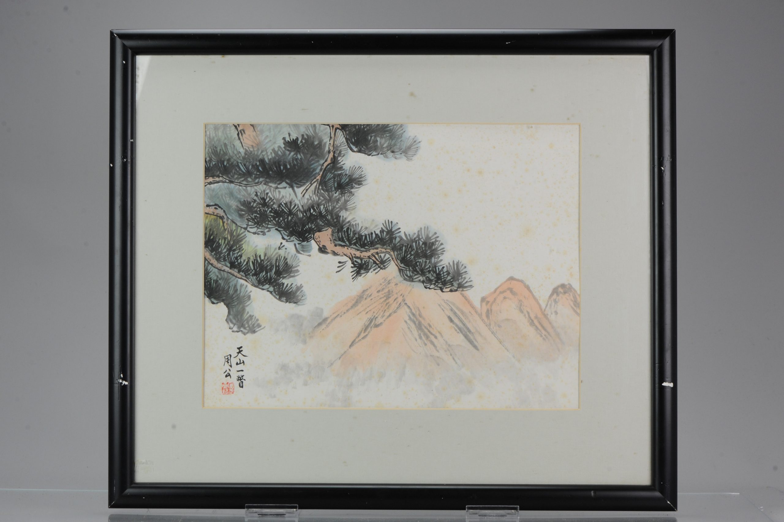 Lovely 19th or early 20th Century Landscape Painting China Artist Painted Pine Tree