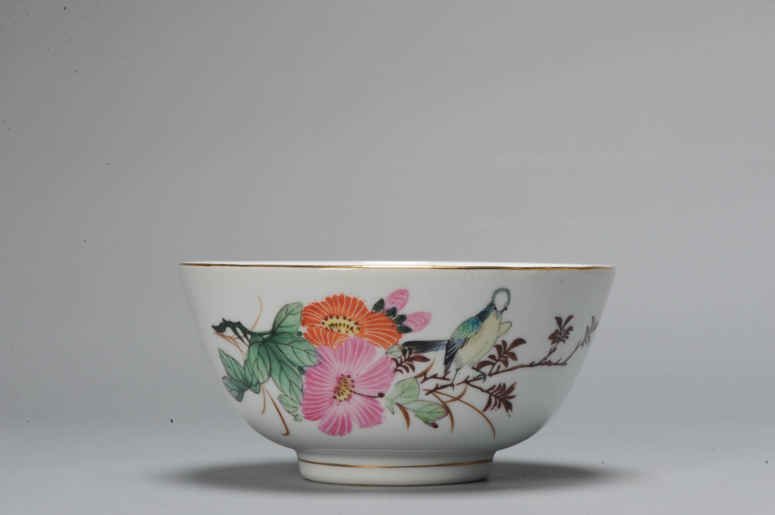 Vintage 20C Chinese porcelain PROC Liling Floral Birds bowl