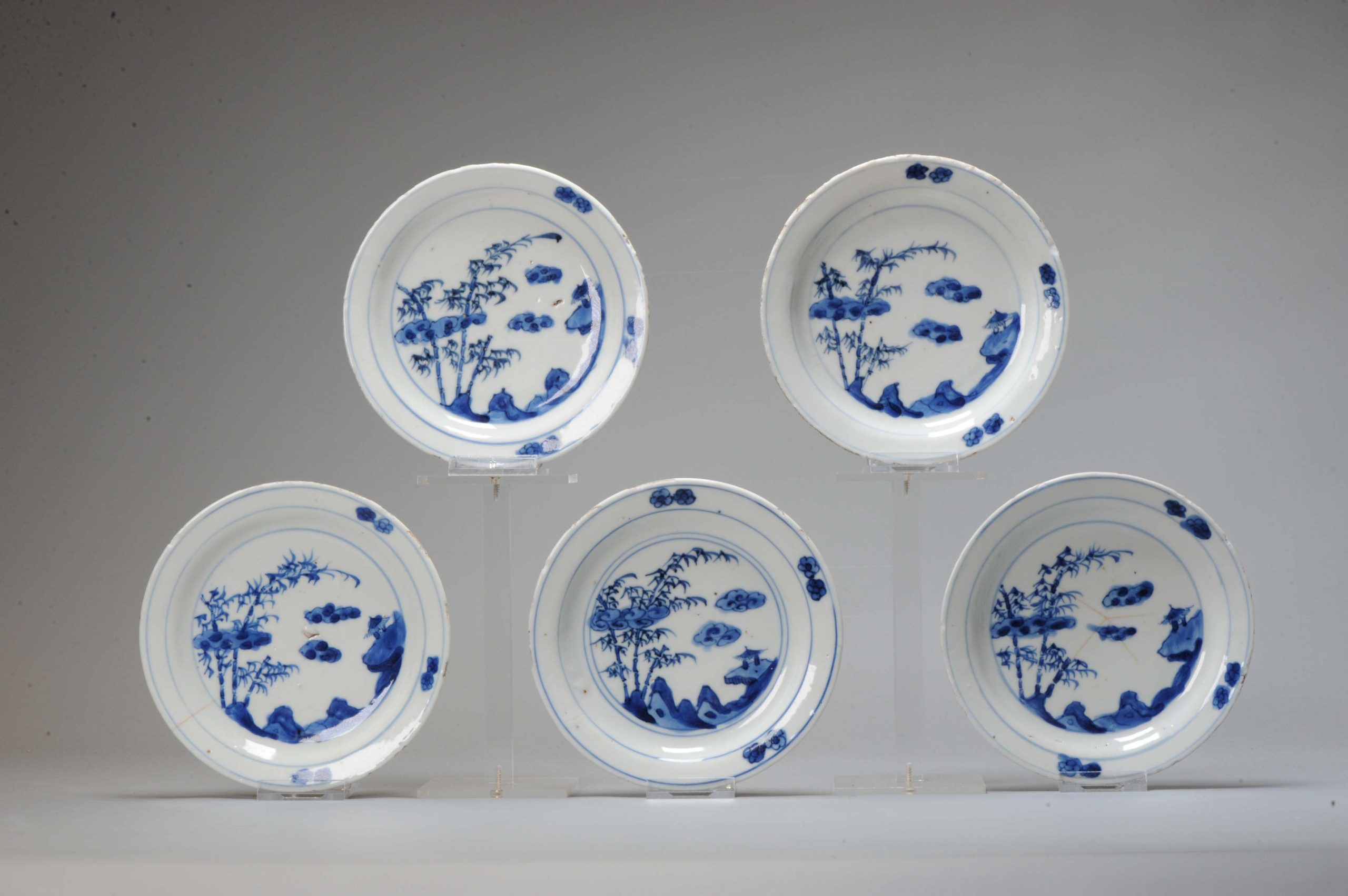 Set #5 Kosometsuke Antique Chinese 17c Ming Dynasty Plates China Porcelain Landscape