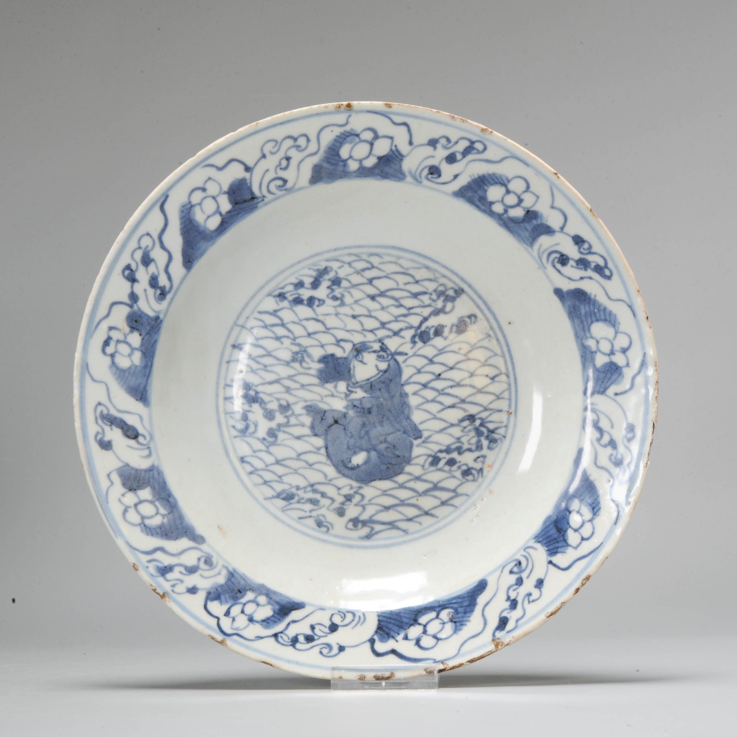 Liu Hai Kosometsuke Antique Chinese 16/17c Ming Dynasty Plate China Porcelain Blue and White