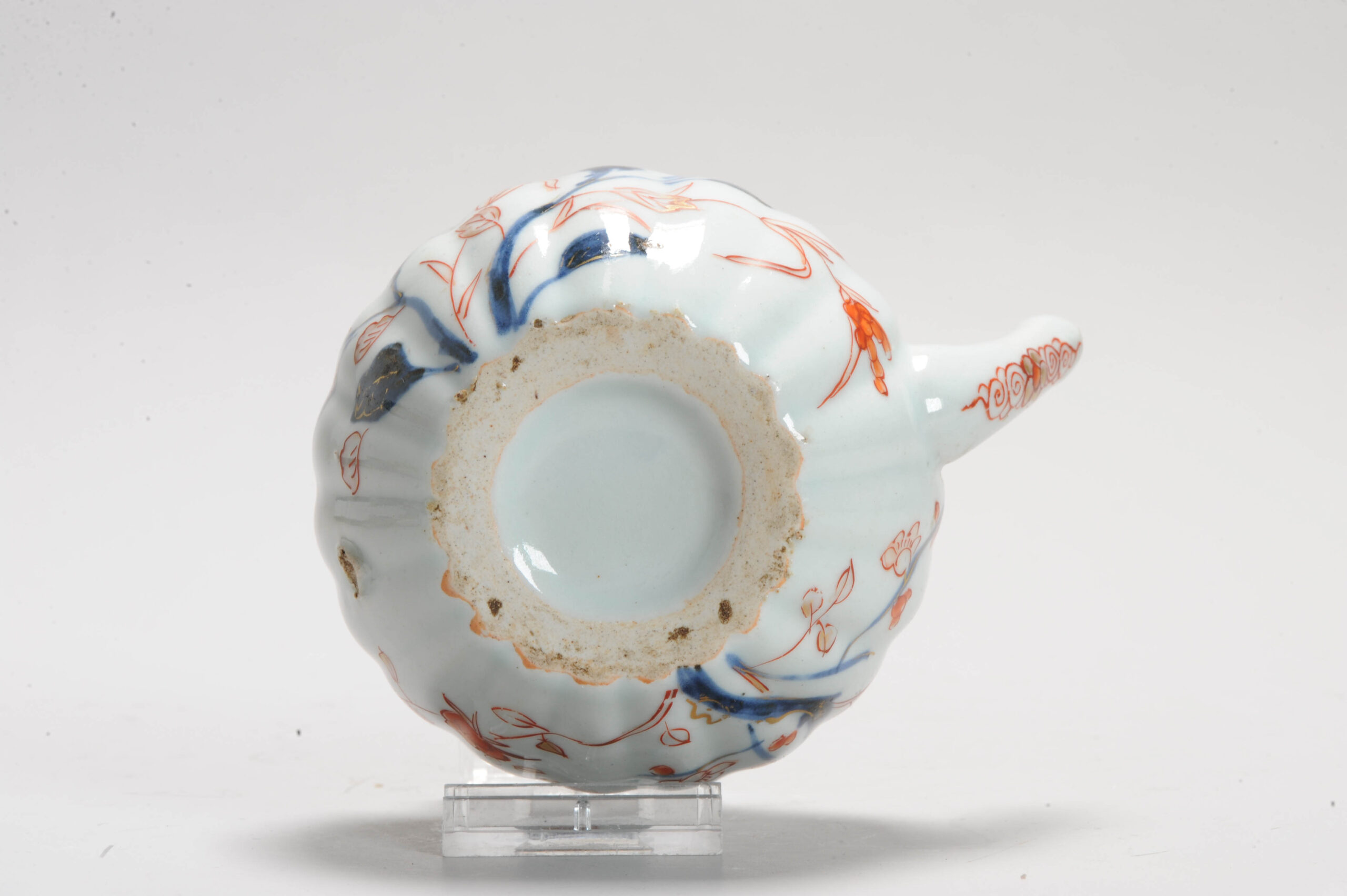 Antique Edo Period 1690-1720 Japanese Porcelain Teapot Imari Red Gold