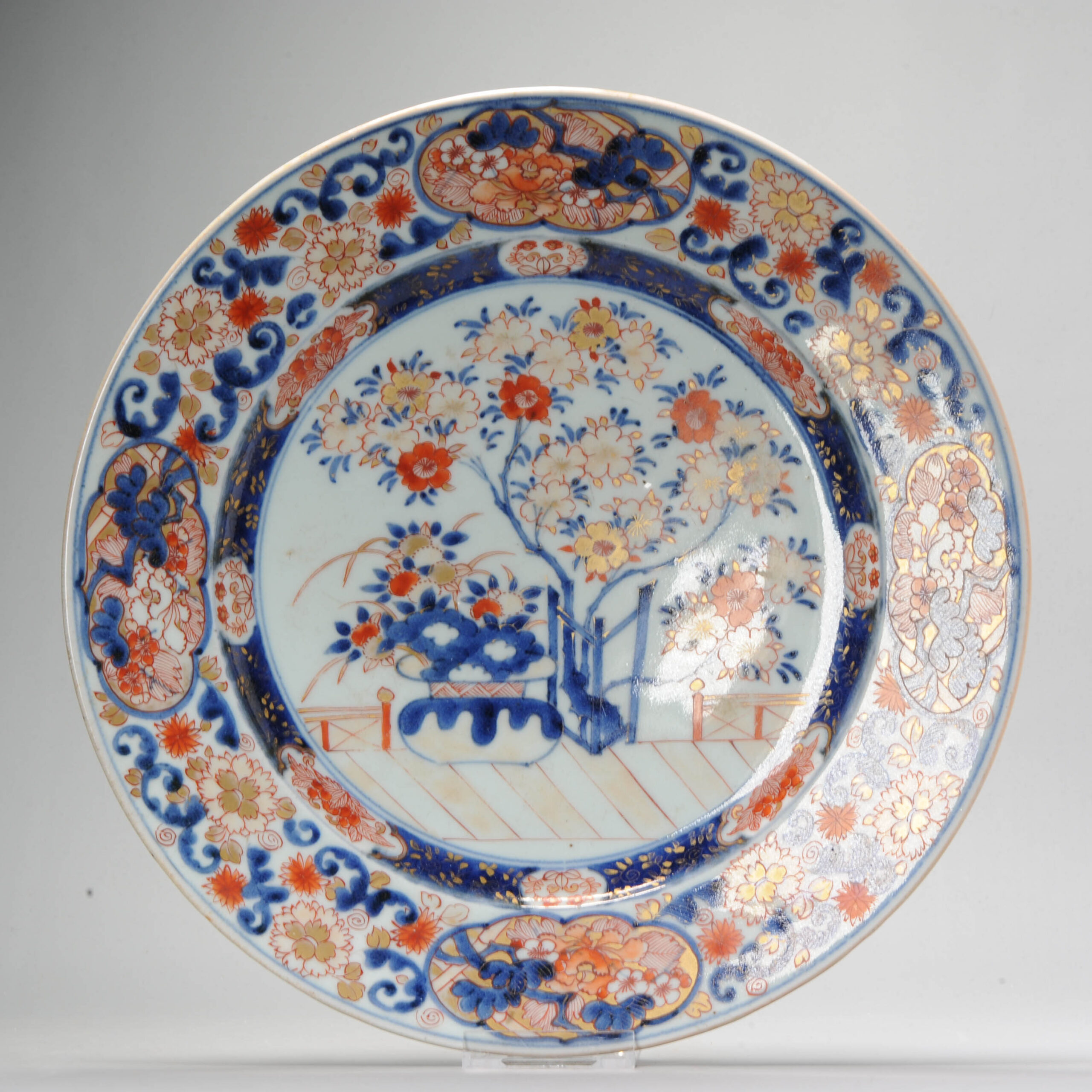 Antique  Edo period 1680-1710 Japanese Porcelain Rare Large Flower basket Plate